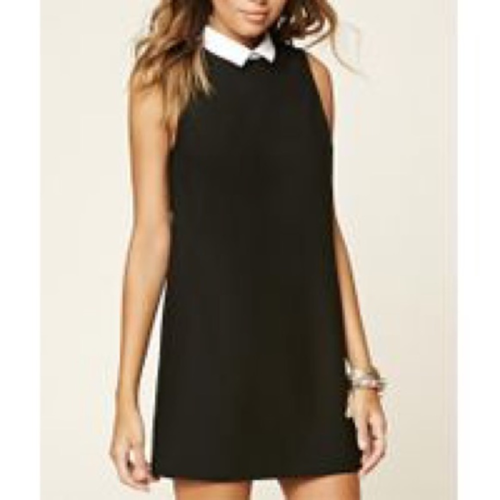 Forever 21 Contrast Collar Black Dress